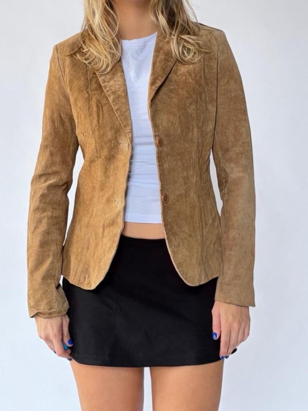 Leather Jacket Suede Blazer Small Brandon Thomas